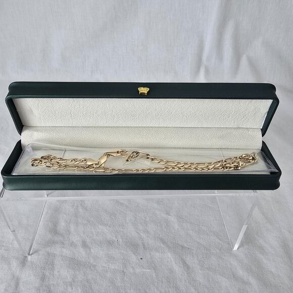 Insroam Unisex Gold Plated Figaro Chain 20" with a Long Chain Box NIB - Picture 6 of 7